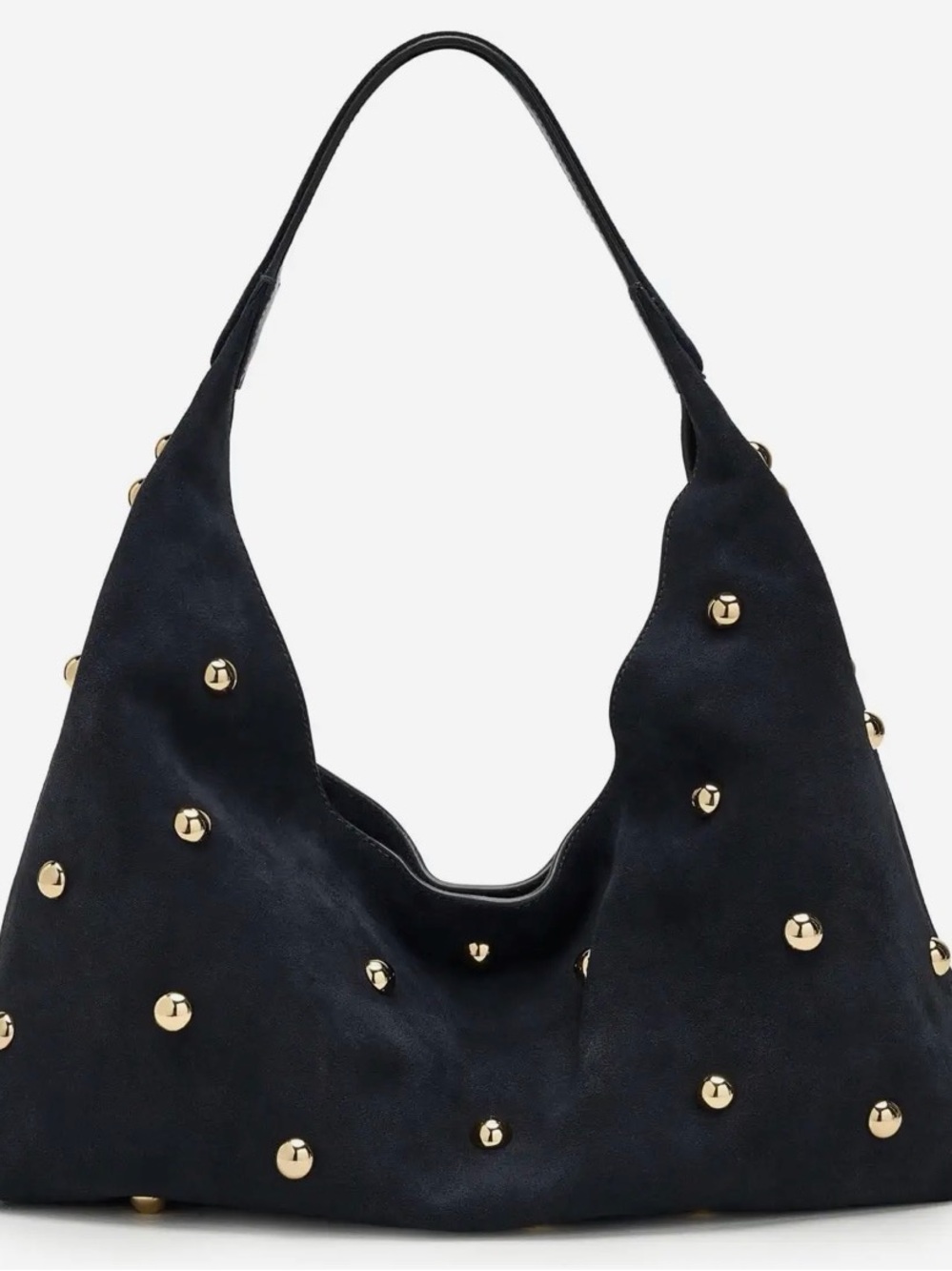 Madewell Black Suede Hobo with Gold Stud Details